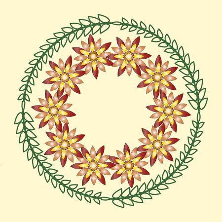 Simple geometric floral ornaments, round patternsのイラスト素材