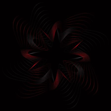 Round wavy pattern of curved lines on a black backgroundのイラスト素材