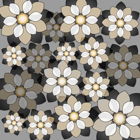 Decorative floral background with flowers on a gray backgroundのイラスト素材