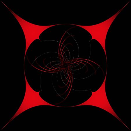 Round design element, on a black background in a red frameのイラスト素材