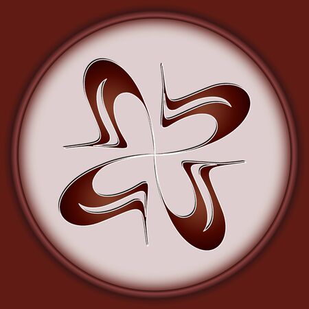 Round design element isolated on white background in brown frameのイラスト素材