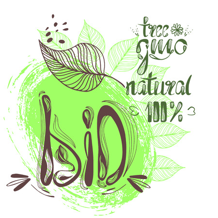 Bio friendly icons, ecology. Set of vector logo design elements, badges, labels and logotype templates.のイラスト素材