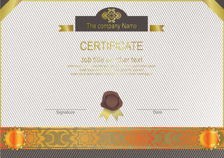 White certificate with gold colorful elementsのイラスト素材