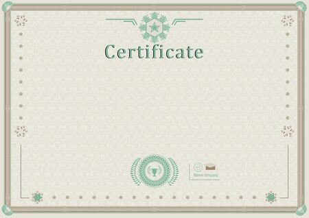 Green beige official certificate. Guilloche borderのイラスト素材