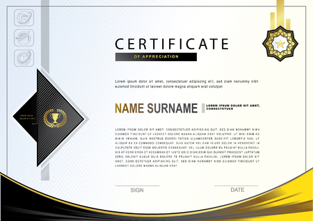 Gold black business certificate with gold emblem. Autumn colorsのイラスト素材