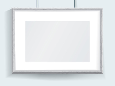 Official horizontal realistic grey border hanging on the wall . Business clean modern design. Painting borderのイラスト素材