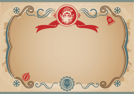 Chrismtas old fairytale certificate. Santa Claus stamp, Vintage borderのイラスト素材
