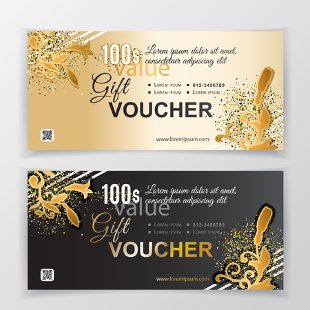 Vector gift voucher template. Universal flyer for business. luxury vector design for department stores, business. 100 dollarsのイラスト素材