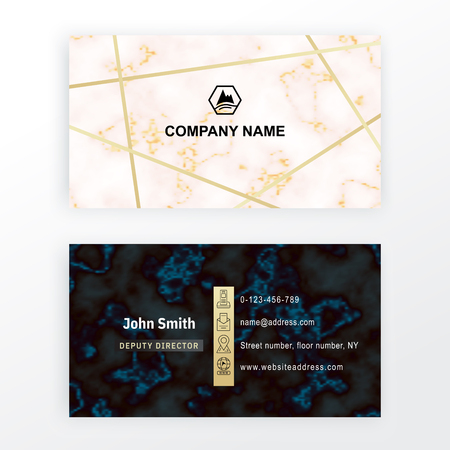 Business card. Vector white black marble stone background.のイラスト素材