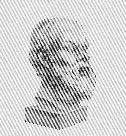 Vector portrait of Socrates. lLne drawing technique.のイラスト素材