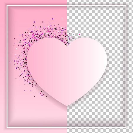 Pink heart on white background. Banner for Valentines day, wedding, love greeting cardのイラスト素材