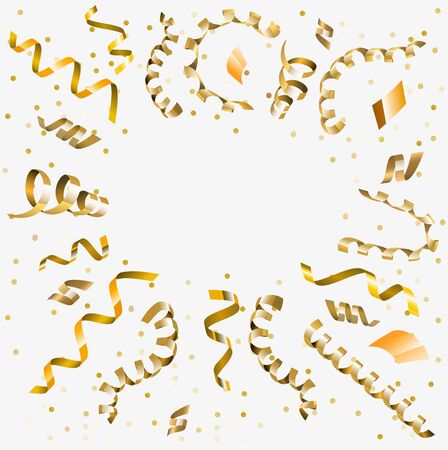 Golden serpentine in circle. Vector golden serpantine pieces isolated on white background.のイラスト素材