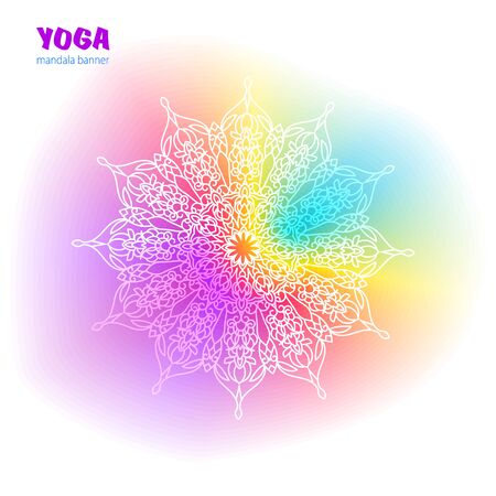 Mandala on gradient background. Round Ornament Pattern. Indian. Arabic, Islam ornament, Buddhism culture symbolのイラスト素材