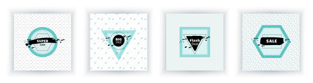 Abstract banners with black blots on white background. Geometry shapes. Set square banners