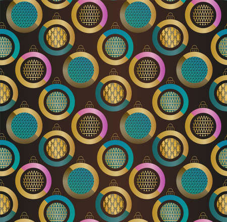 Christmas abstract geometry balls. Colorful geometric seamless patternのイラスト素材