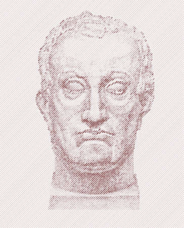 Vector portrait of Gattamelata by Donatello. line drawing technique.のイラスト素材