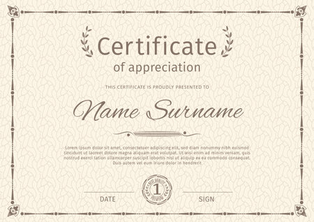 Beige vintage border certificate. Business simple design. Vector illustrationのイラスト素材