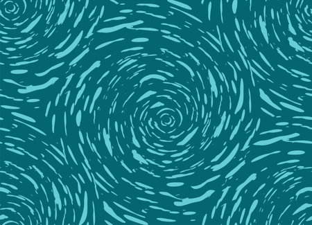 Maelstorm. Blue drops in circle. Water seamless pattern on dark blue background. Vector illustration