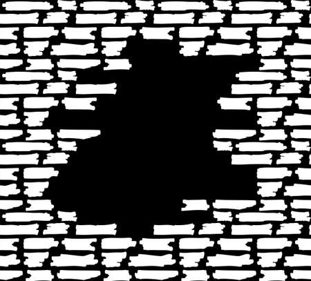 Brick vector seamless pattern. Old wall texture Halloween, magic banner. Happy Halloween background. Hole for insight.のイラスト素材