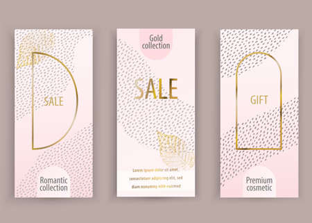 Pink gold vector polka dot background for wedding, cosmetic, 8 march, parfume shops.のイラスト素材