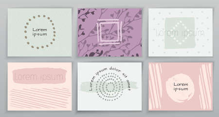 Hand made set banners with hand made grunge elements. Vector hand drawn illustration.のイラスト素材