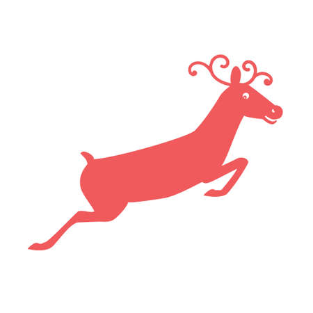 Deer icon. Running deer for Christmas card vector illustrationのイラスト素材