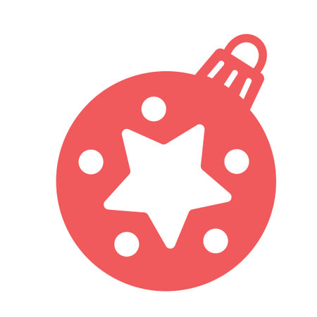 Christmas ball with stars. Red flat vector icon.のイラスト素材