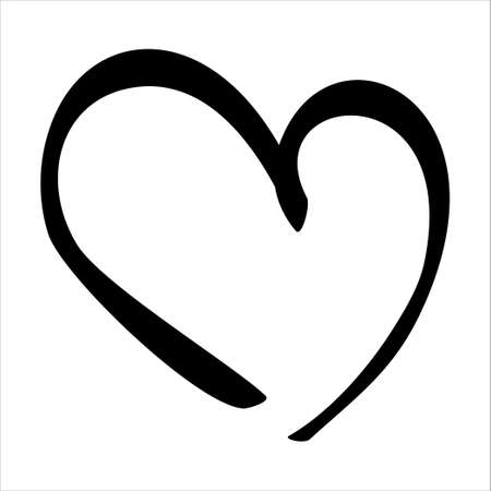 Heart. Black contour in heart shape vector illustration. Simple line art icon.のイラスト素材
