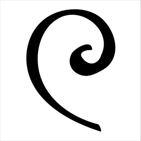 Curl black design element on white background. Vector doodle spiralのイラスト素材