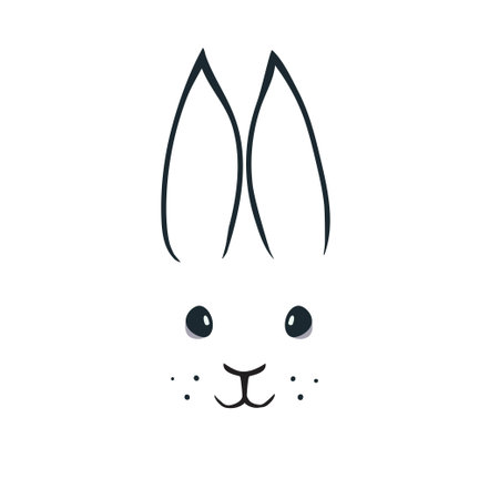 Easter bunny portrait on white background. Happin Easter banner vector illustrationのイラスト素材