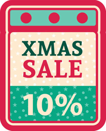 Christmas calendar sheet. Christmas sticker vector illustration. Label with snow patternのイラスト素材