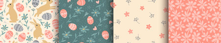 Bunny and Easter Egg pattern. Vector illustrationのイラスト素材