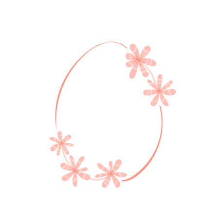 Flowers around Easter Egg. Pink simplicity abstract banner. Vector illustrationのイラスト素材
