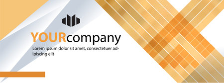 Abstract web banner and up arrow. Yellow squares, stripes geometry elements. Vector illustrationのイラスト素材