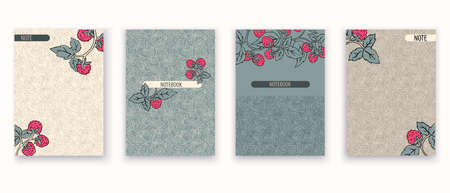Raspberry banner set. Raspberry branch and pattern. Vector illustration.の写真素材