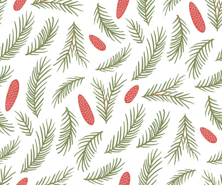 Fir twig pattern. Vector illustration for wrapping, textile, fabricのイラスト素材