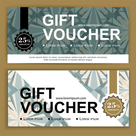 Vector gift voucher template. Art Deco style for business card for department stores, business. 25 percent discountのイラスト素材