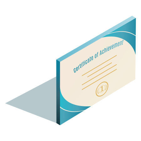 Certificate isometric icon. Blue simple vector illustration