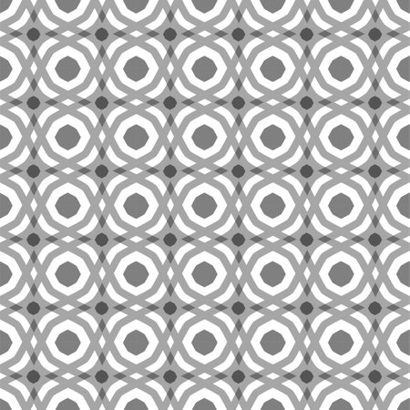 Abstract polyhedron seamless pattern. Transparency grey geometry circle elements on white backgroundのイラスト素材