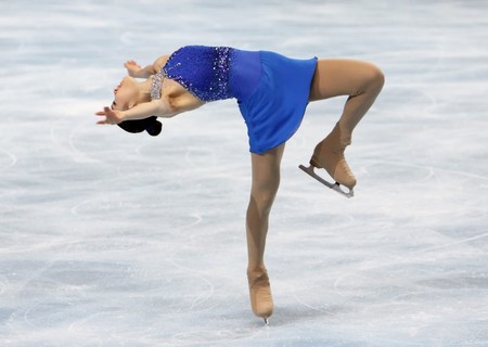 PARIS - OCTOBER 17: Yu-Na KIM of Korea performs at ladies free skating event of the ISU Grand Prix Eric Bompard Trophy October 17, 2009 at Palais-Omnisports de Bercy, Paris, France.のeditorial素材