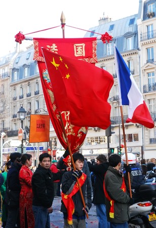 PARIS - JANUARY 31: Chinese New 2009 Year celebration on January 31, 2009 at Hotel de Ville, Paris, Franceのeditorial素材