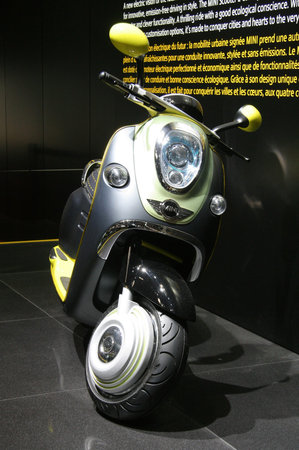 PARIS - OCTOBER 11: Mini Scooter E Concept is displayed at the Paris Motor Show 2010 at Porte de...