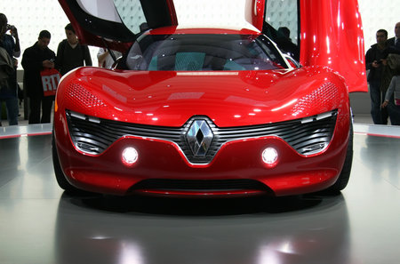 PARIS - OCTOBER 14: Front view of the Renault DeZir electric speedster at the Paris Motor Show 2010...