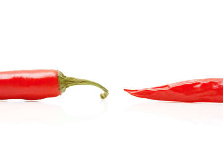 Red hot pepper isolated on whiteの写真素材