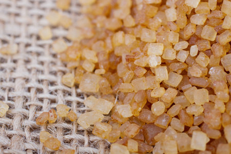sugar crystals on a sackingの写真素材
