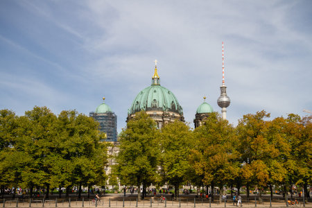 Evangelical neo-renaissance cathedral (Berliner Dom) on Museum Island in Berlin, Germany - September...