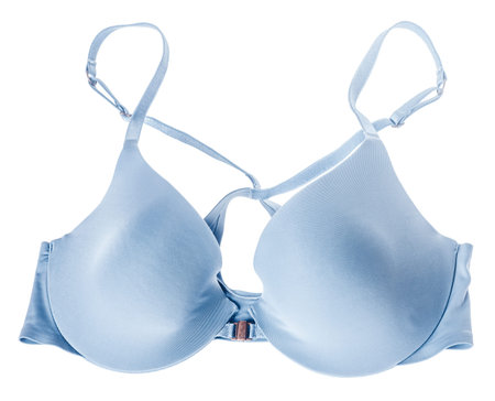Grey simple push up bra isolated over whiteの写真素材