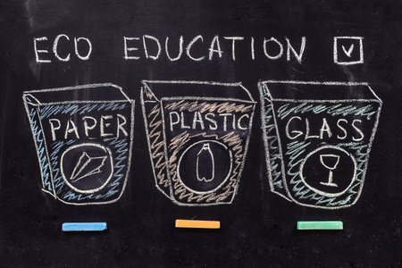 containers for separate collection of garbage. Management concept. sketchy drawing