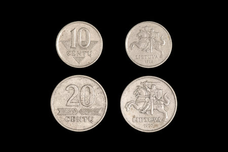 Coin Lithuania lit on the black background