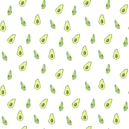 Avocado seamless pattern, marker graphics. For design or backgroundの写真素材